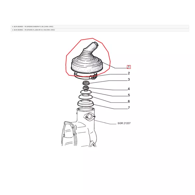 Cuffia Leva Cambio Alfa Romeo Giulia - Gt - Spider - 1750-2000 Per 60515632 2