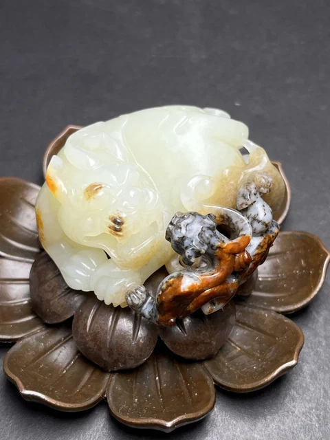 Chinese Exquisite Handmade Brave troops carving Hetian Jade Statue