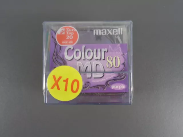 Sony Minidisc 10 Pack Colours New Factory Sealed Maxell 80 Minutes 10 Pack
