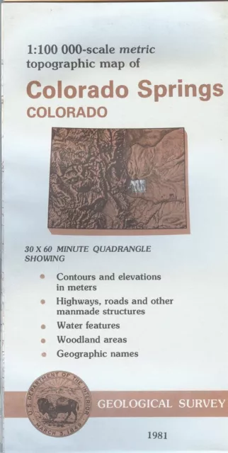 USGS Topographic Map COLORADO SPRINGS - Colorado - 1981 - 100K -