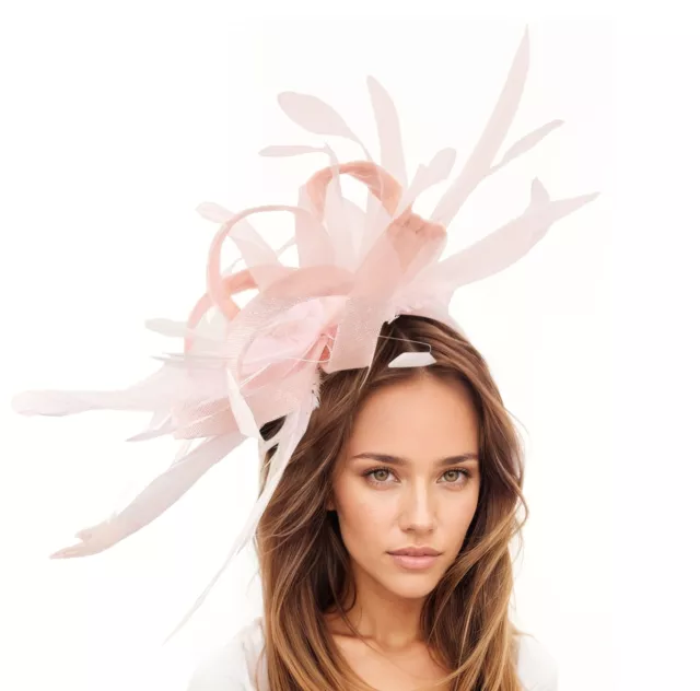 Pale Baby Pink Statement Fascinator Hatinator Hat Kentucky Derby Oaks Ladies