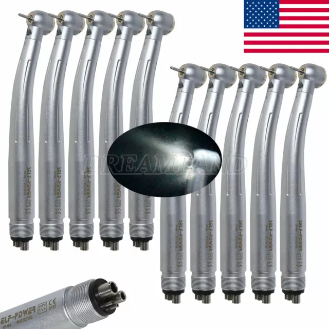 Lot 10 NSK Style E-generator Dental LED Fiber Optic High Speed Handpiece 4 Hole