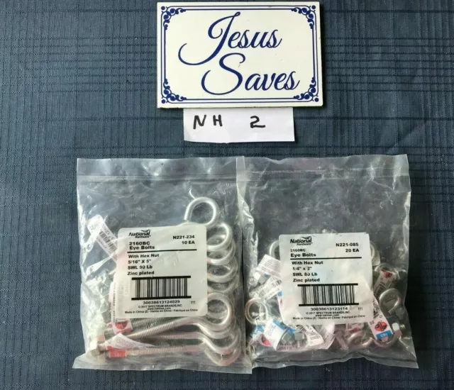 30- Stanley Hardware  Zinc Plated Eye bolts 221-234 & 21-085    Nh2