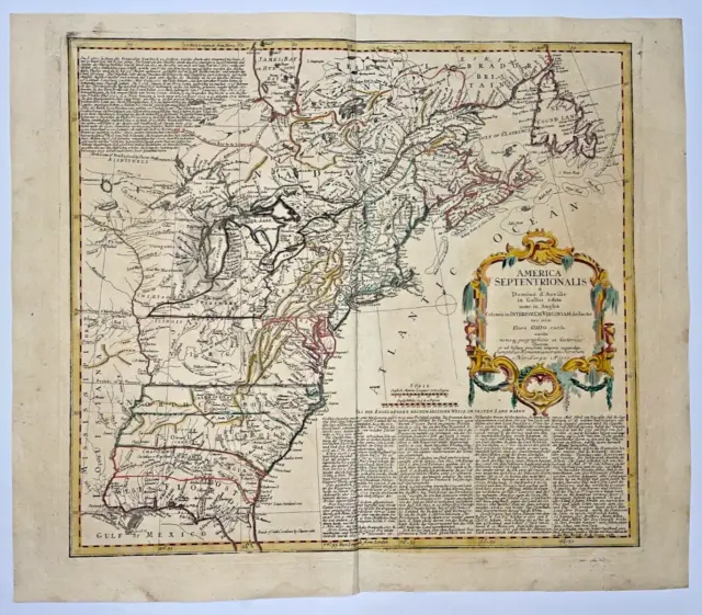 Usa Canada Colonial Territiories 1777 Homann Hrs Large Antique Map 18Th Century