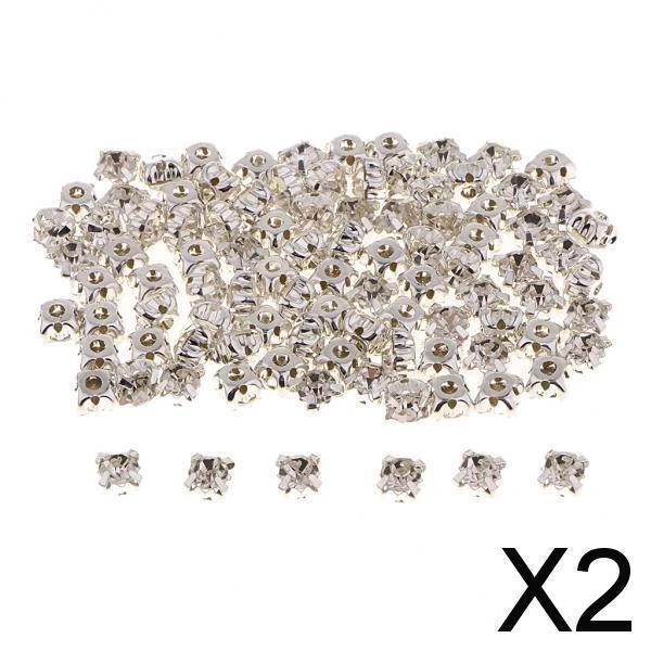 2x 100stk Kristall Strasssteine Zum Aufnähen 6 Mm Strass Knöpfe für Handwerk
