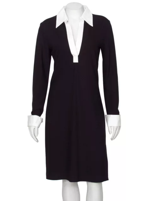 *SALE!* Linda Allard Ellen Tracy Black/White Collared Long Sleeve Shirt Dress 2