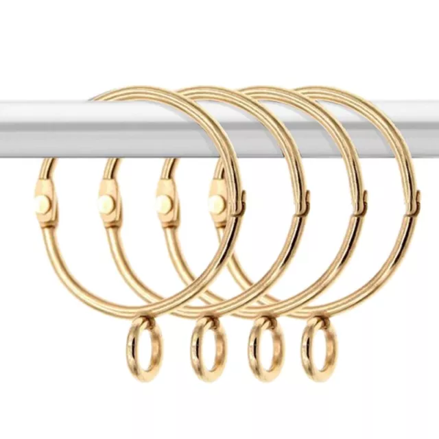 30 Pcs Openable Gold Curtain Rings Open and Close Metal Rustproof Drapery8346