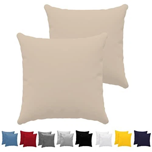Dreamzie Taie Oreiller 65x65 cm Lot de 2 100% Coton Jersey 150 GSM - Beige - ...