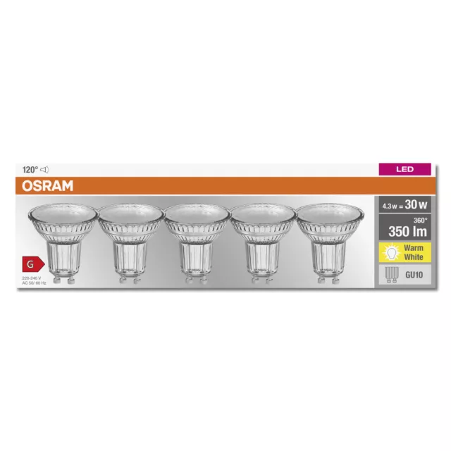 OSRAM LED BASE PAR16 50, Reflektor LED-Lampen aus Glas für GU10 Sockel, Warmweiß 3