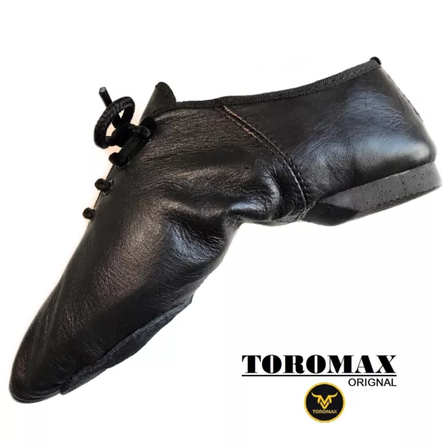 JAZZ DANCE SHOES BLACK LEATHER DANCE SHOES SPLIT SOLE Unisex Irish Pump Hard Jig