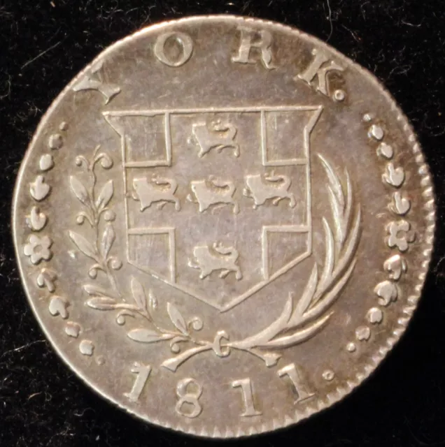 Great Britain - England  1811 York Sixpence Silver Token/Coin, "Cattle & Barber"