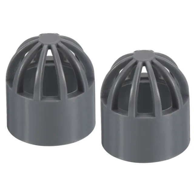 2Pcs 1/2" Atrium Grate Cover Round Outdoor UPVC Sewer Drain Pipe Fitting Gray
