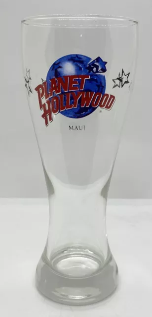 Planet Hollywood Maui Pilsner Beer Glass Red Logo Blue Planet Pub Bar Restaurant