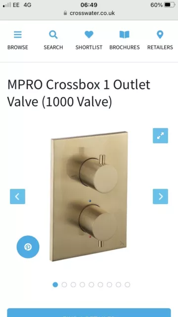 Crosswater Shower  PRO1000LBPF Brushed Brass 1 Outlet Shower With Conc Mixer.