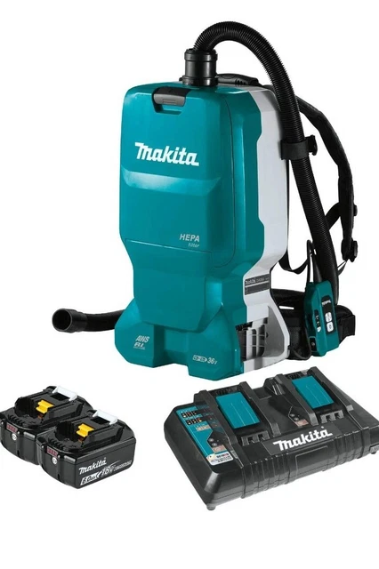 Makita XCV18PTX Backpack Dry Dust Extractor Vacuum Kit Brushless Cordless 1.6 Ga