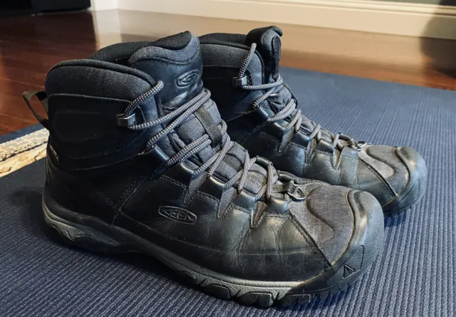 KEEN TARGHEE II Mid Black Leather Hiking Boots Waterproof Men's Size 10 ...