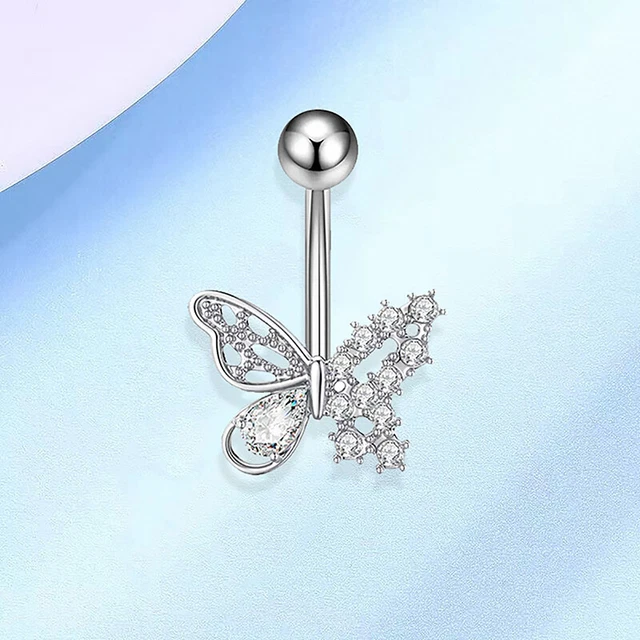 Fashion Butterfly Zircon Belly Button Ring Body Piercing Jewelry For Women Gi Wa