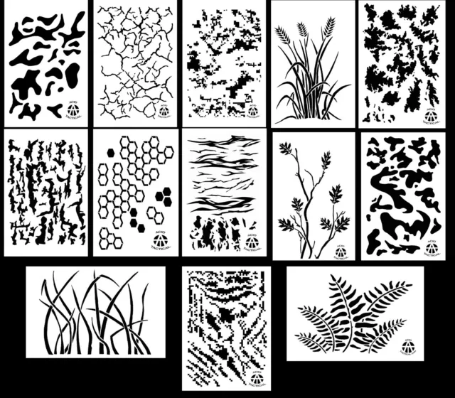 Duck Boat Camouflage Stencils Camo Spray Paint Stencil Cattails Bark Army 5Pack