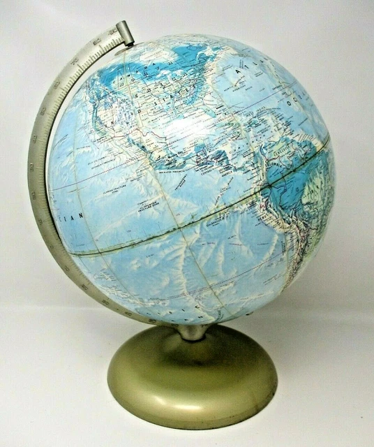 VINTAGE GLOBE RAND McNally Raised Topography World Portrait USSR MCM