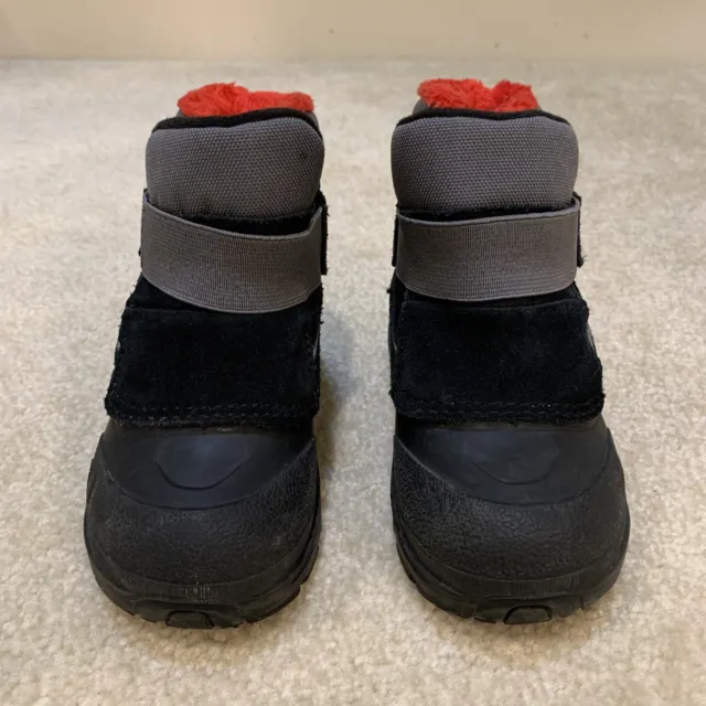 The North Face Toddler Boys Alpenglow Black Red Grey Snow Boots Size 9 Heat Seek