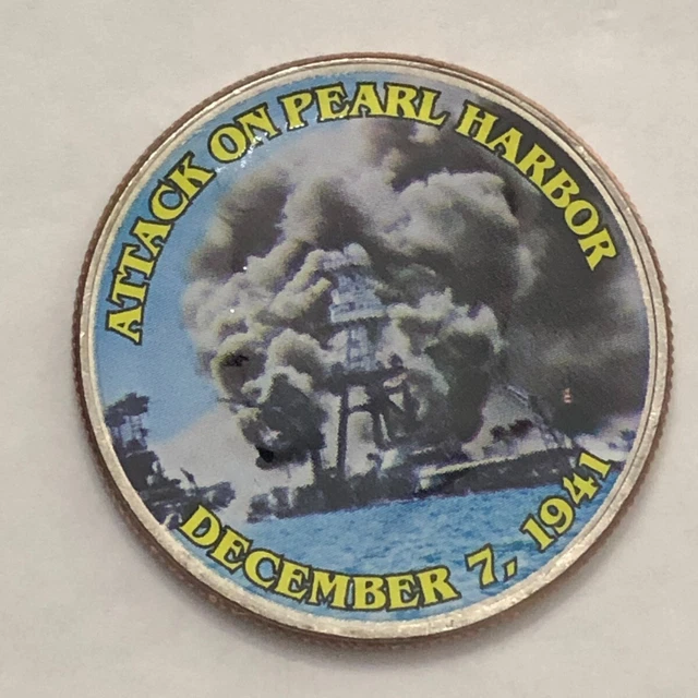 Colorized Kennedy half dollar.ATTACK ON PEARL HARBOR DECEMBER 7, 1941 #50
