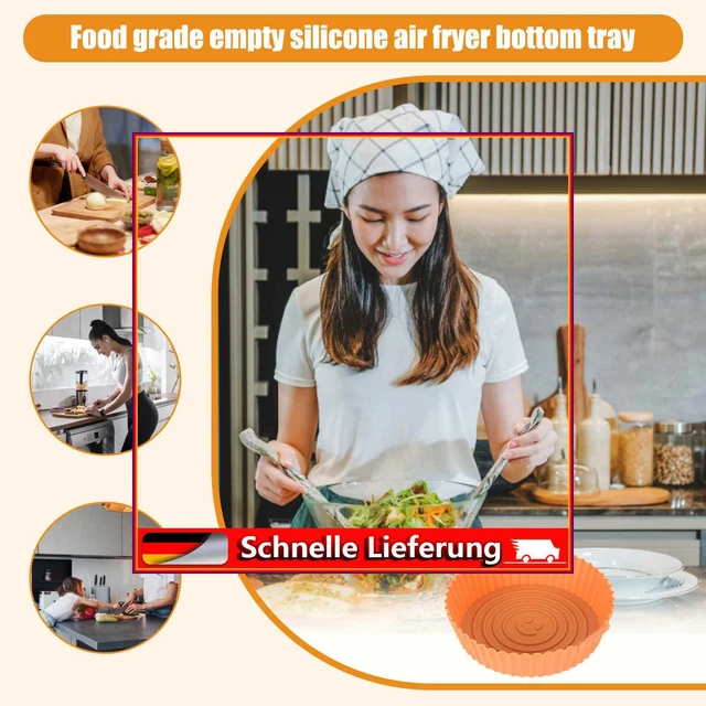Horno de silicona Air Fryer Liner estera moldes de pastel (8,5 pulgadas marrón claro)