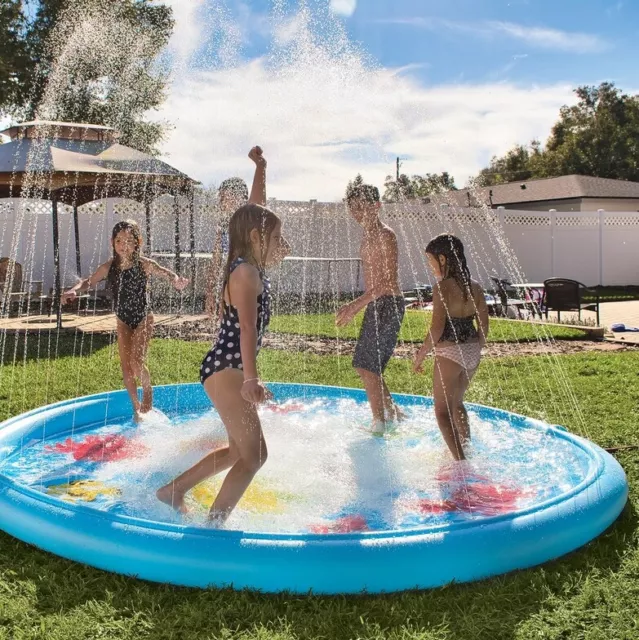 Giant Splash Pad Inflatable 10 Ft Diameter Wading Pool with Sprinkler
