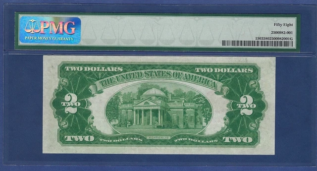"Key Note" 1928B $2  Fr-1503  ♚♚Red-Seal♚♚  Pmg Ch About Unc 58   Rare Note !!! 3