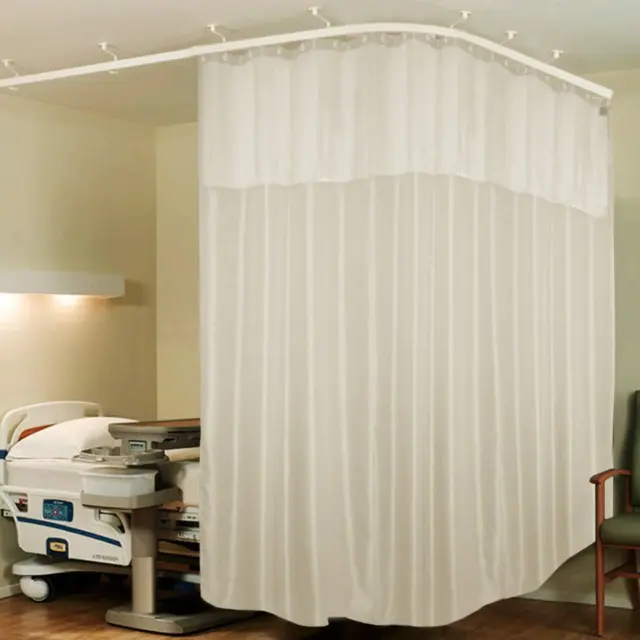 Hospital Curtain Zig Zag ICU 2 Panel Partition Net with White Curtain (12 x 7Ft)