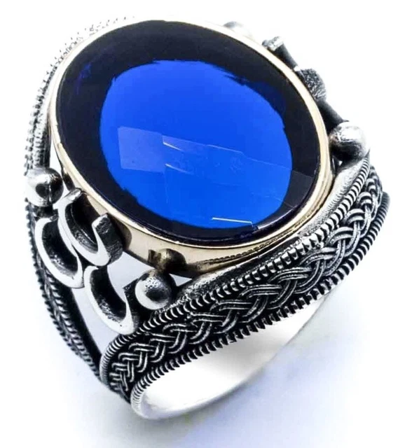 Bague Chevalière Homme En Argent 925 - Pierre Turquoise Et Strass - Poids 12g - Neuf Avec étiquettes