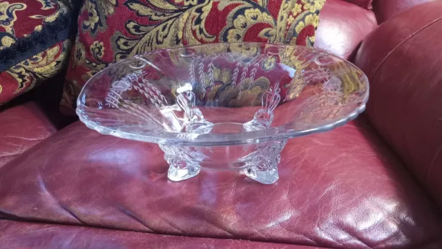 Fostoria Glass Navarre Clear 4 Footed 10 1/2" Console Salad Bowl Made in USA VGC