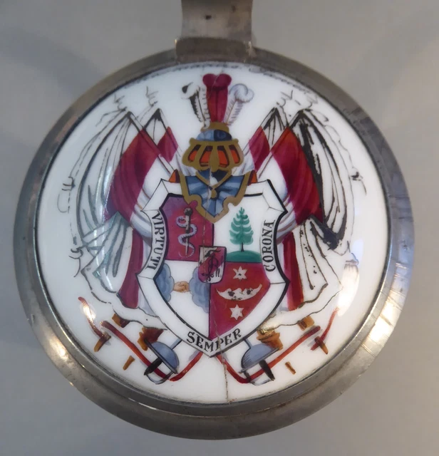 Bierkrug Glas  Porzellandeckel Studentika Burschenschaft Verbindung Halle 1889