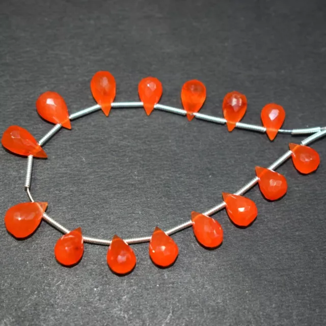 A++ Natural Carnelian Teardrop Faceted Gemstone Beads 5'' For Jewelry Making