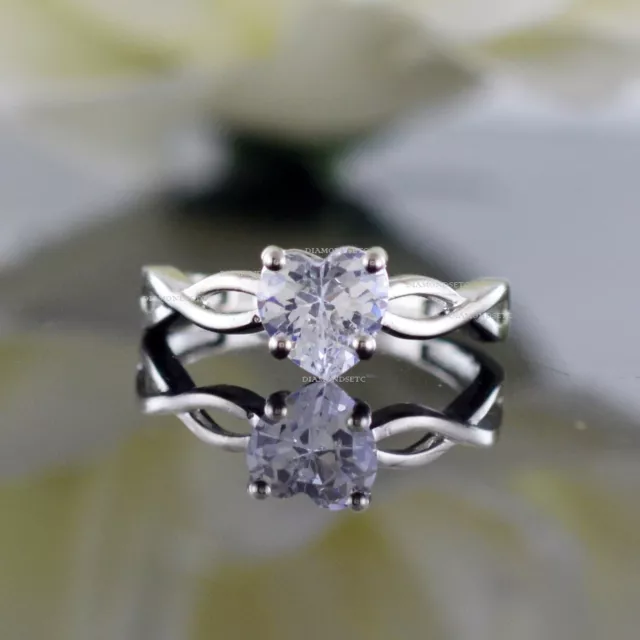 1.00 CT Forme Coeur Diamant Fiançailles Mariage Infini Bague 14K or Blanc FN