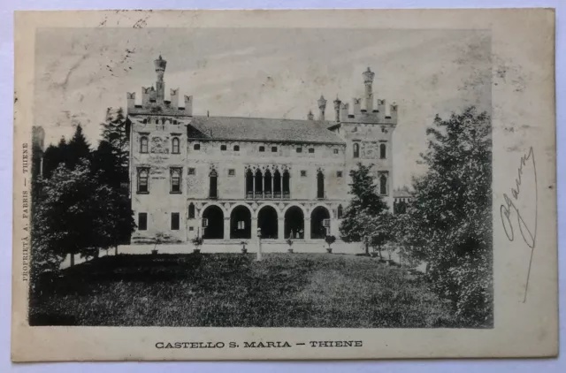 Cartolina Thiene castello Santa Maria Vicenza Veneto paesaggistica T11