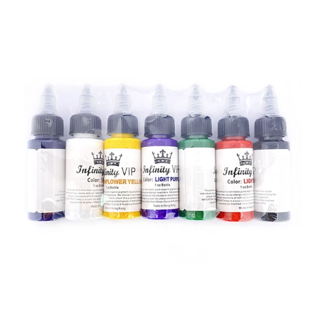 Juego de tintas pigmentarias tatuables de plantas naturales de 30 ml 7 colores para cuerpo Y9D4