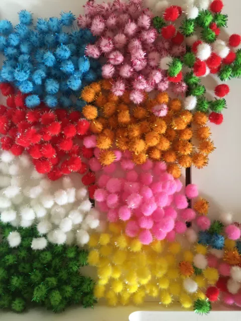 50pcs Glitter Pom Poms 10mm ~ Choose colours