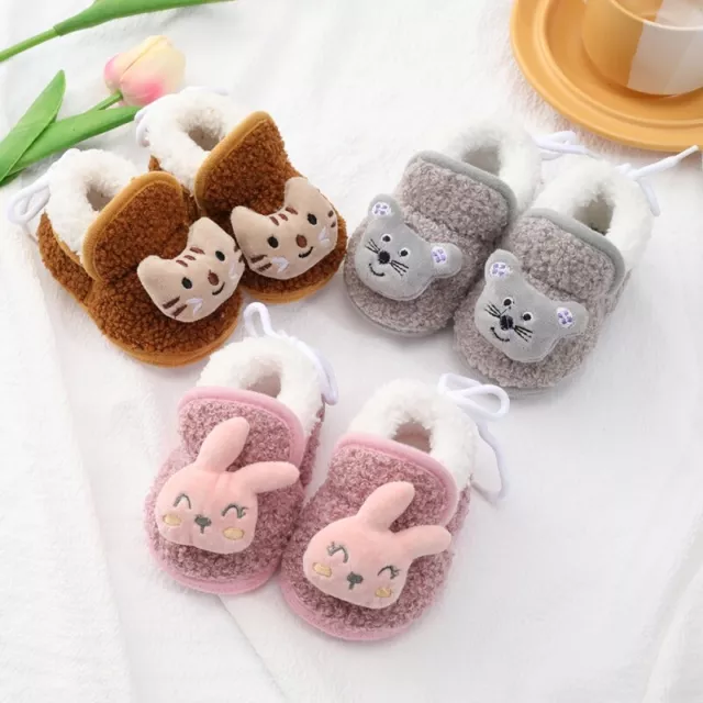 Newborn Baby Slipper Boy Girl Cute Fluffy Warm Cartoon Slipper Flat Sole Shoes