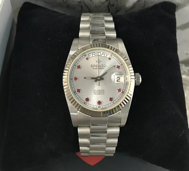 Pronto Tropic Master Automatic President Day Date Silver Dial, SWISS, VINTAGE