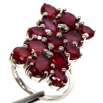Blood Red Heated Ruby Ring 925 Sterling Silver White Gold Coated Size 6