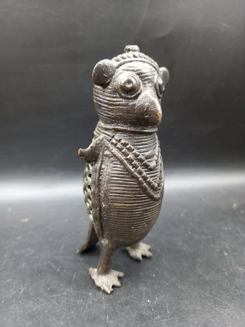 Chouette Hiboux En Bronze D'orissa Inde art DHOKRA Sculpture A La Cire Perdue