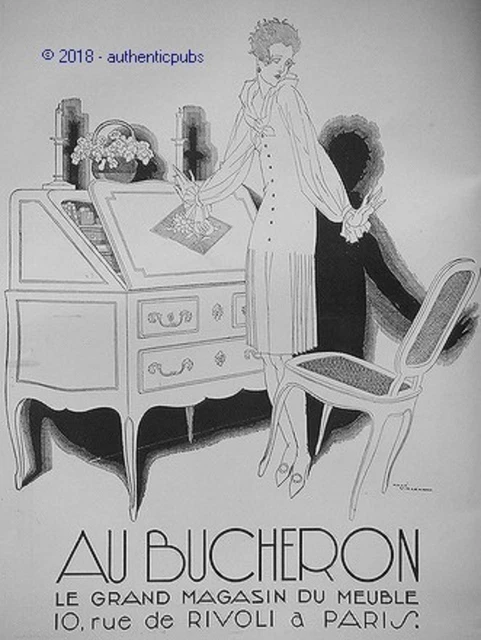 Publicite Au Bucheron Bureau Signe Rene Vincent De 1927 French Ad Pub Art Deco