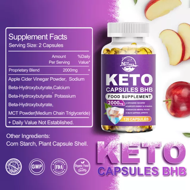 (1-4 paquetes) KETO BHB 2000 mg QUEMADOR DE GRASA cetona pura píldoras de dieta pérdida de peso LN 3