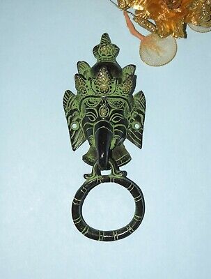 Brass Lord Ganesha Head Knocker Crowned Elephant Mask Doorbell Accessories HK187 2