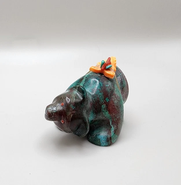 Loren Tsalabutie Searching Chrysocolla Bear Zuni Fetish Loren Tsalabutie Searching Chrysocolla Bear Zuni Fetish