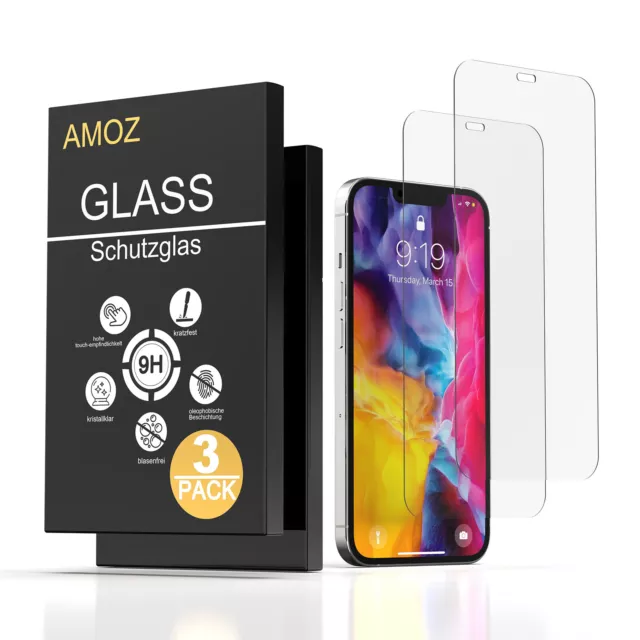 3x Panzerfolie Displayschutz Glas Screen Für iPhone 14 Pro 13 12 11 XS XR 11 Max