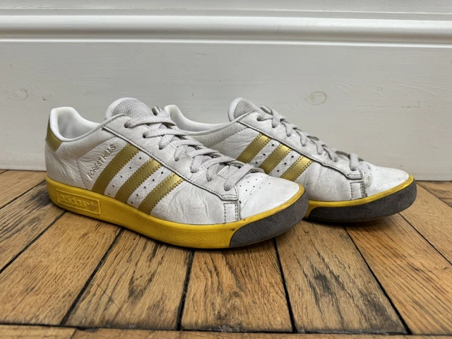 ADIDAS FOREST HILLS UK 9 Iconic White Gold Yellow 2017 10.50