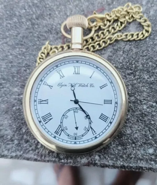 Reloj de bolsillo de latón antiguo coleccionable con aspecto de Elgin...