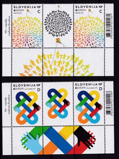 Slovenia Europa CEPT 2023 MNH 2x + labels PEACE The Highest Value of Humanity