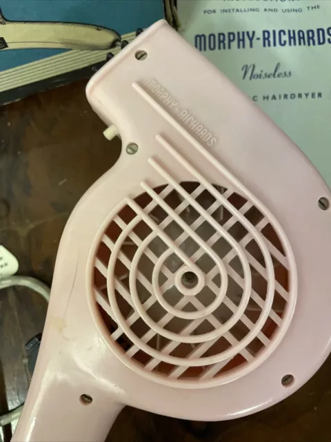 Morphy Richards Pink Noiseless Hairdryer 1960s Working In Box Vintage Retro 1964 2